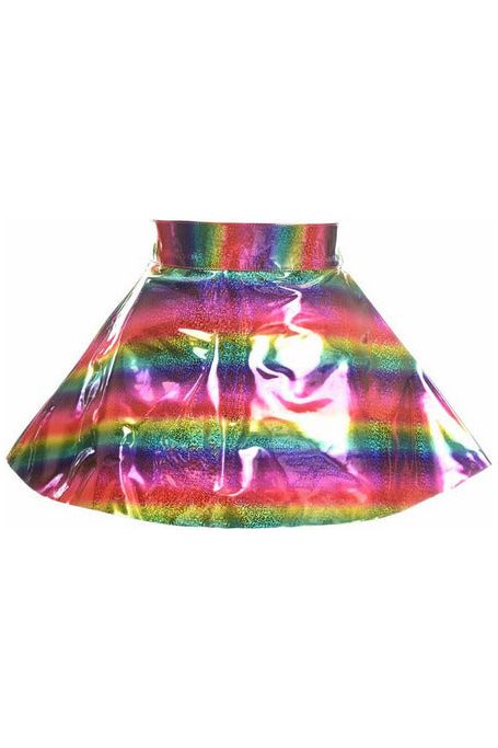 Rainbow Glitter PVC Skater Skirt