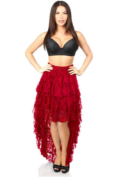 Red High Low Lace Skirt