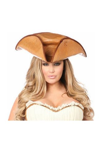 Camel Faux Leather Pirate Hat