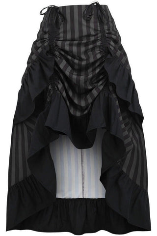 Black/Grey Stripe Adjustable High Low Skirt