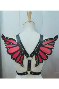 Faux Leather Magenta/Gold Butterfly Wing Harness - Daisy Corsets
