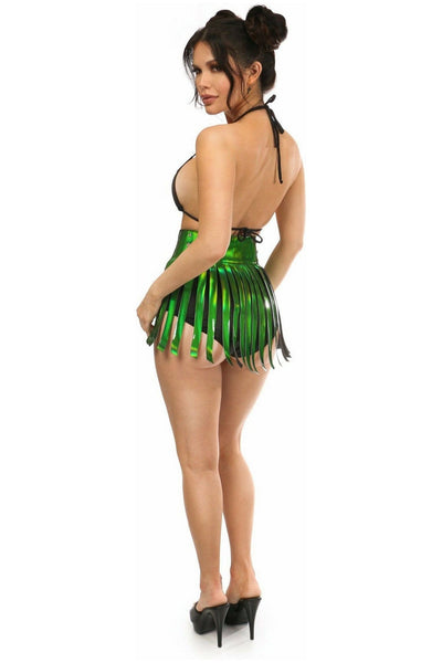 Green Holo Fringe Skirt