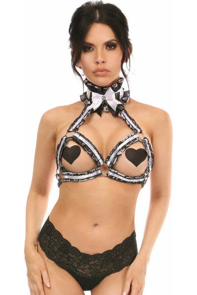 Kitten Collection White/Black Lace Bra Top Body Harness