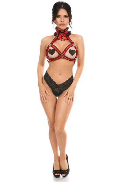 Kitten Collection Red/Black Lace Bra Top Body Harness - Daisy Corsets