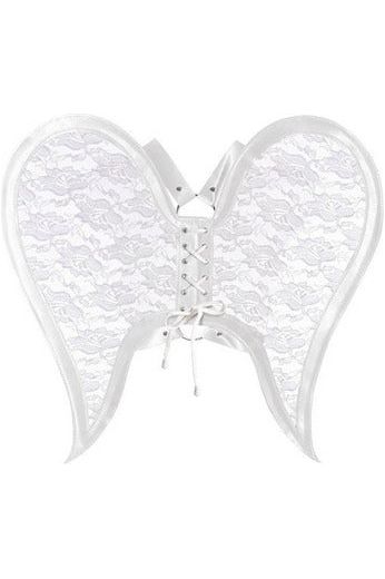 White/White Faux Leather & Lace Angel Wing Body Harness