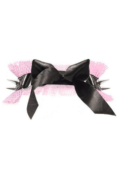 Kitten Collection Lt Pink/Black Fishnet Spike Choker