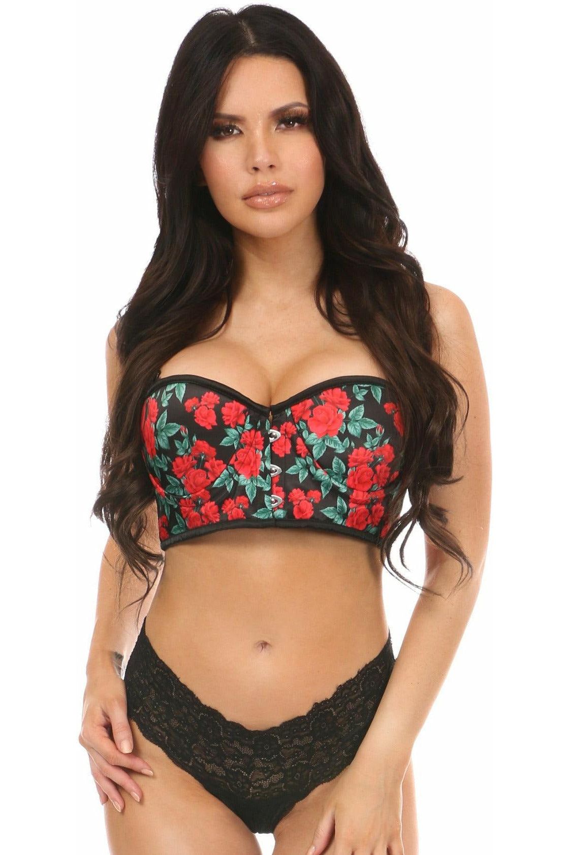Lavish Red Roses Underwire Short Bustier - Daisy Corsets