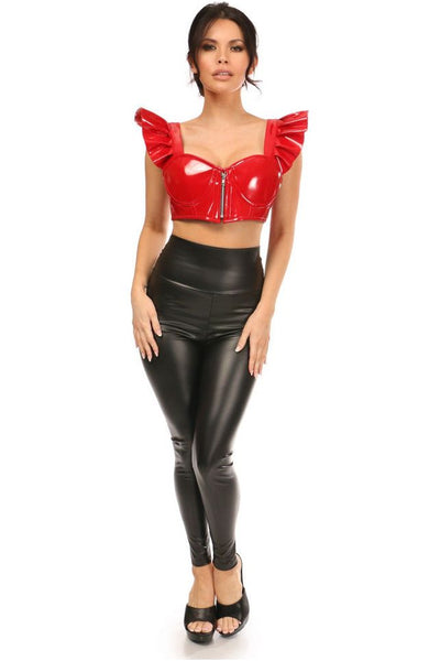 Lavish Red Patent Underwire Bustier Top w/Removable Ruffle Sleeves
