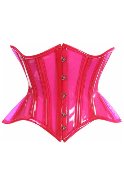 Lavish Pink Clear Curvy Underbust Waist Cincher Corset - Daisy Corsets
