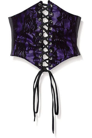 Lavish Purple w/Black Lace Overlay Corset Belt Cincher