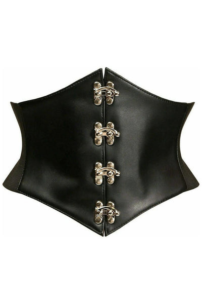 Lavish Black Faux Leather Corset Belt Cincher w/Clasps - Daisy Corsets