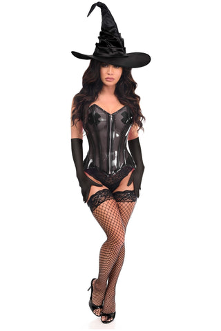 Lavish 3 PC Clear Black Witch Corset Costume