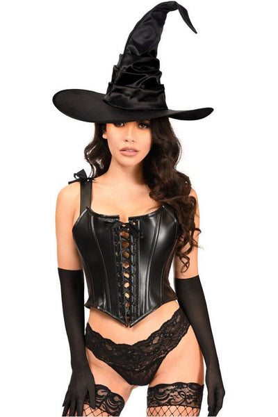 Lavish 3 PC Faux Leather Witch Corset Costume