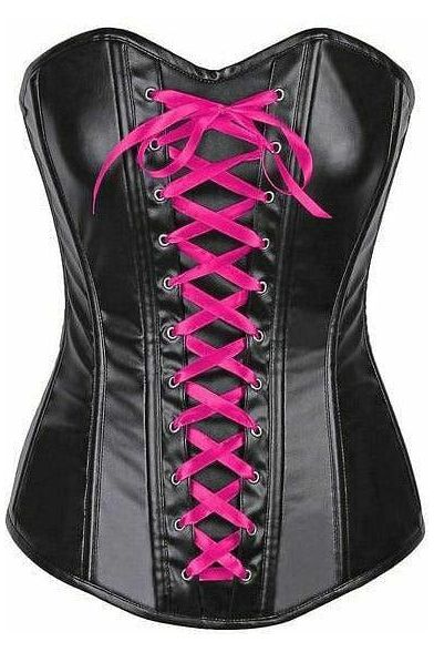 Lavish Wet Look Faux Leather Lace-Up Over Bust Corset - Daisy Corsets