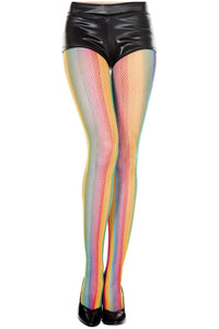 Neon Rainbow Diamond Net Pantyhose