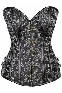 Top Drawer Brocade & Faux Leather Steel Boned Corset - Daisy Corsets