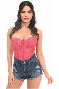 Top Drawer Fuchsia Underwire Sheer Lace Steel Boned Corset - Daisy Corsets