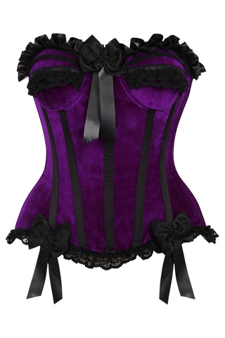 Top Drawer Purple Velvet Steel Boned Burlesque Corset